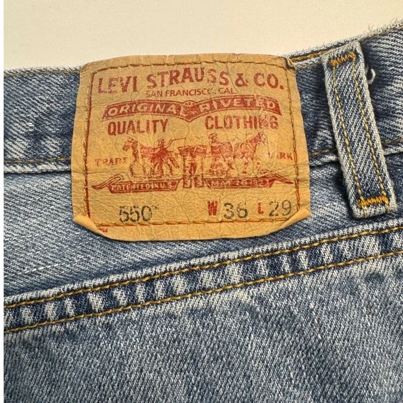 Levi's 550 Denim Relaxed Fit Blue Jeans Men's 36x29 Light Wash 90s Y2K Loose - Picture 8 of 8
